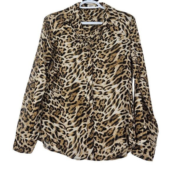 L’agence Leopard Print Chiffon Button Up Blouse Top Women's Size 0 Preppy - Picture 1 of 11